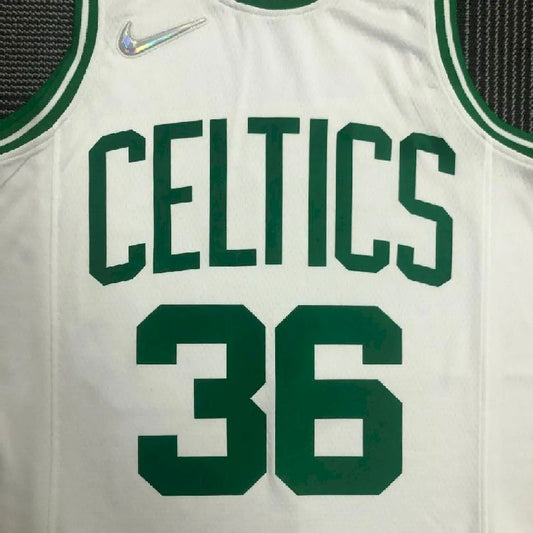 Camisa masculina Marcus Smart branca da equipe – Edição de 75º aniversário