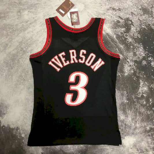 Camisa masculina M&N Allen Iverson retrô preta 1997/98