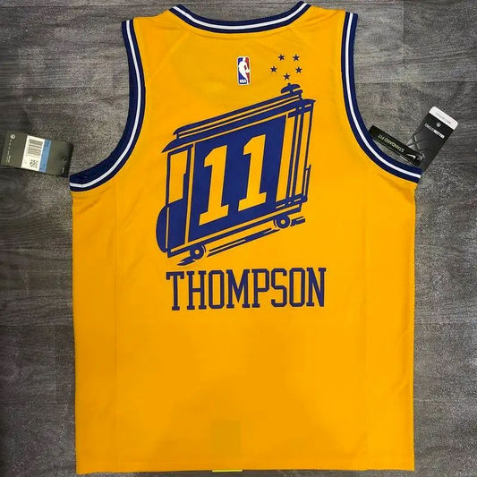 Camisa amarela masculina Klay Thompson versão jogador – The City Classic Edition