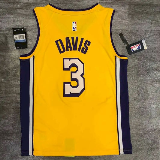 Camisa amarela masculina Anthony Davis versão jogador – Edição clássica retrô