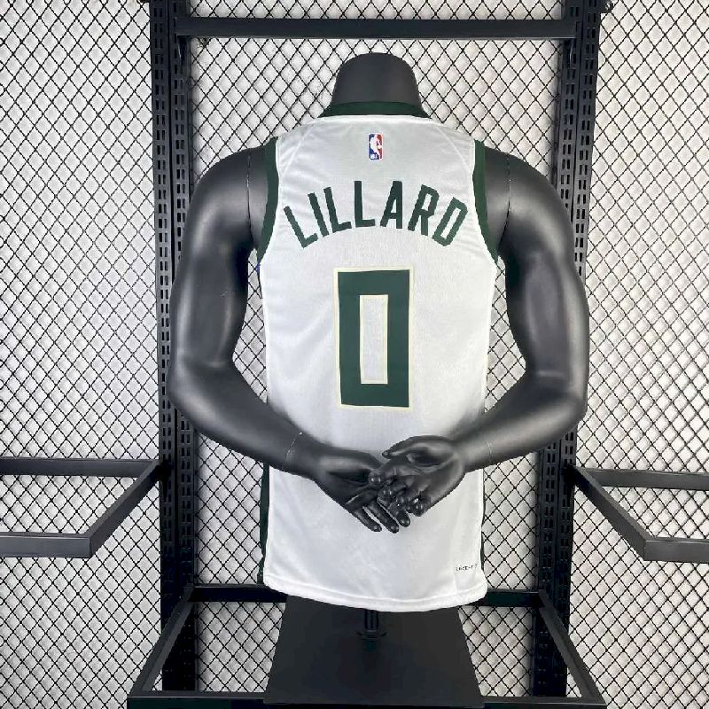 Camisa branca masculina Damian Lillard 2023, time titular