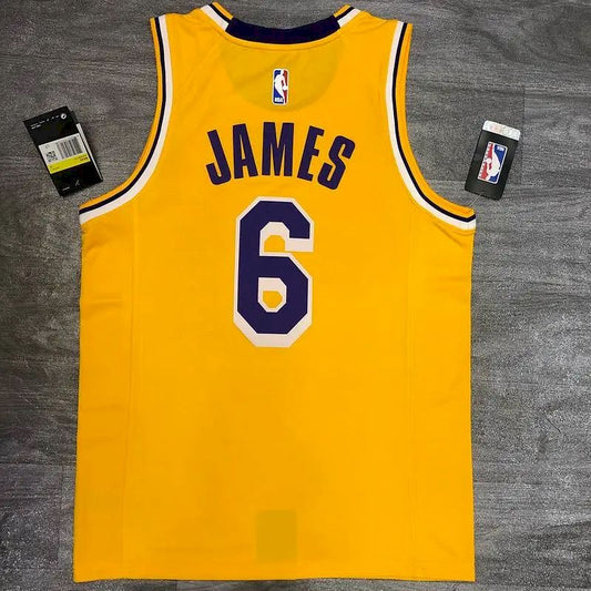 Camisa LeBron James Masculina 2020-21 Amarela Versão Jogador – Edição Clássica Retrô