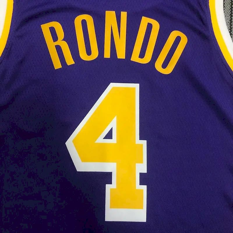 Camisa masculina Rajon Rondo 2020-21 roxa Swingman versão jogador – Edição Statement
