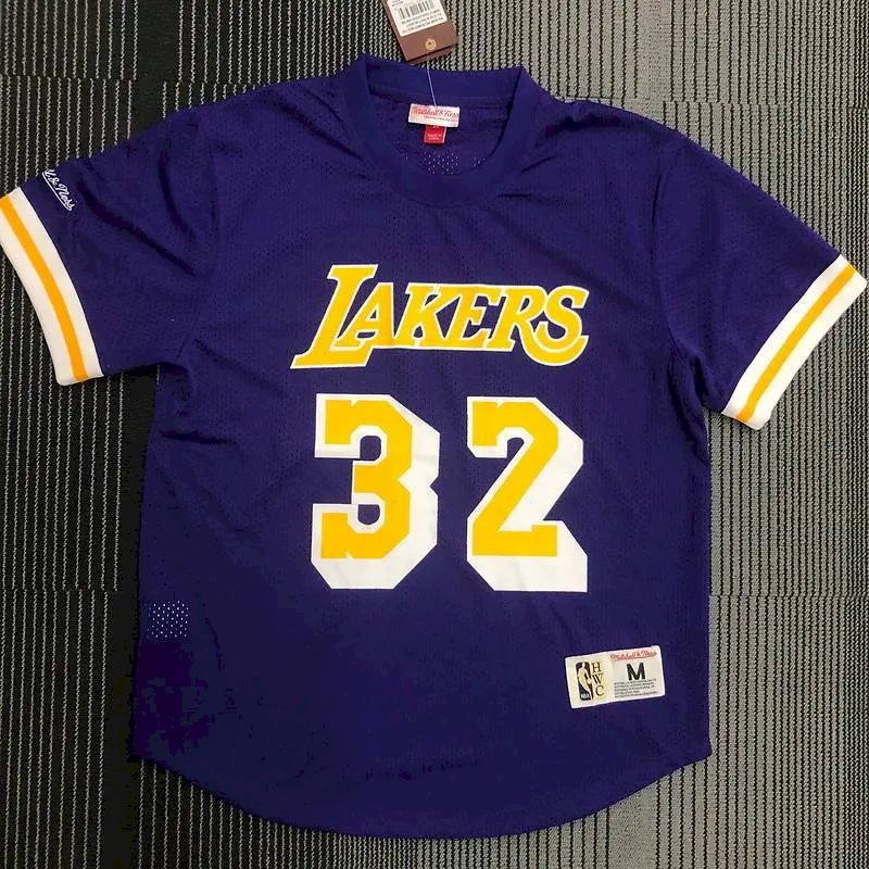 Camisa de jogador roxa masculina Earvin Johnson – Edição retrô