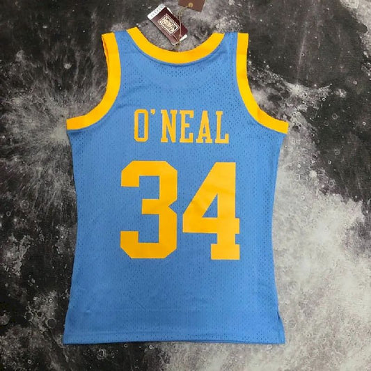Camisa Masculina M&N 2002 Shaquille O'Neal Azul Retrô