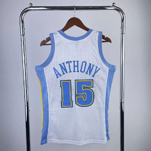 Camisa masculina M&N 2003/2004 Carmelo Anthony branca retrô