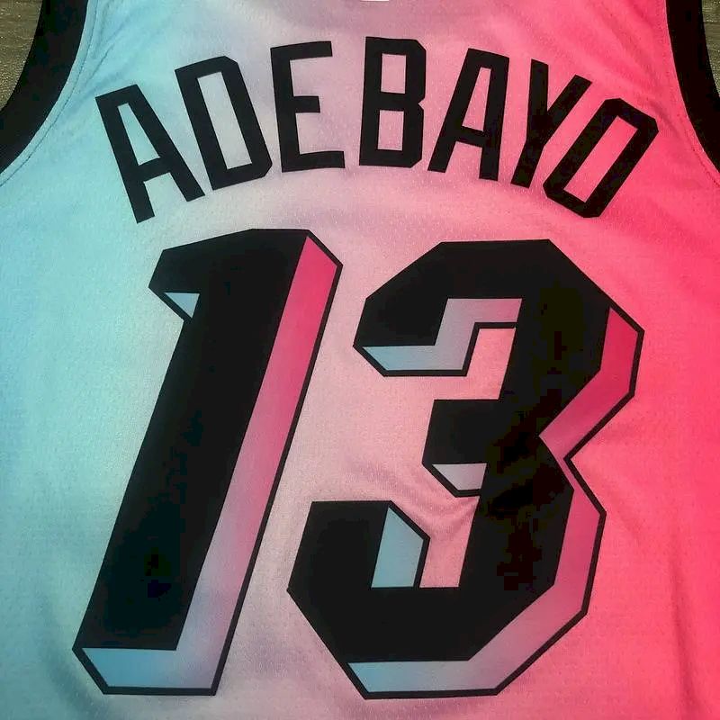 Camisa masculina Bam Adebayo 2020-21 Swingman rosa versão jogador – Edição City