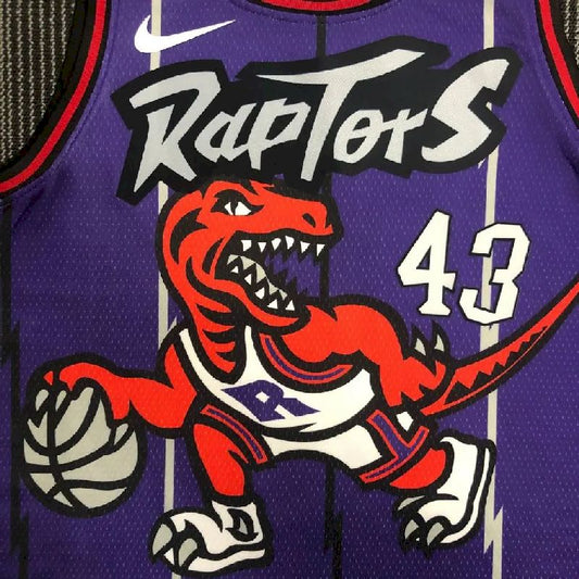 Camisa masculina Pascal Siakam roxa retrô da equipe