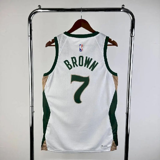 Camisa Jaylen Brown Branca Masculina 2024 – Edição Cidade