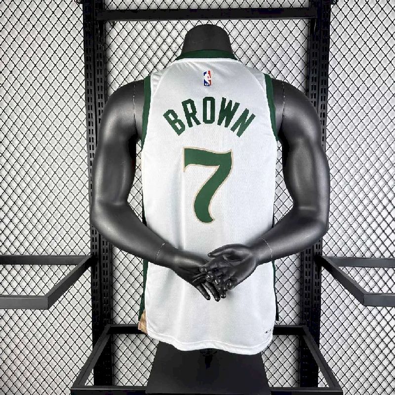 Camisa Jaylen Brown Branca Masculina 2024 – Edição Cidade