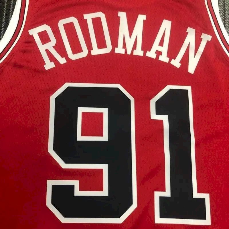 Camisa vermelha masculina Swingman Dennis Rodman – Edição Ícone