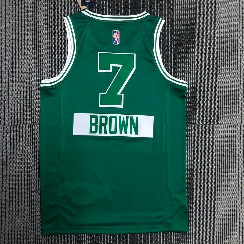 Camisa masculina Jaylen Brown Green Team – Edição City de 75º aniversário