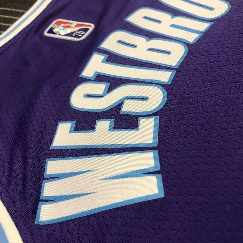 Camisa masculina roxa Russell Westbrook Team – Edição City do 75º aniversário