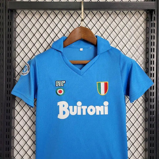 Camisa e shorts retrô infantil do Napoli 1987/88
