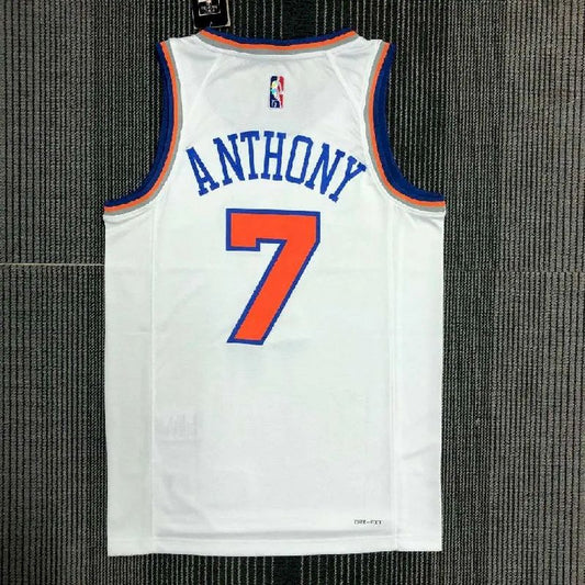 Camisa masculina Carmelo Anthony White Team – Edição de 75º aniversário