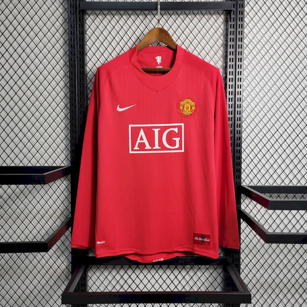 Camisa retrô de mangas compridas do Manchester United 2007/08 Home