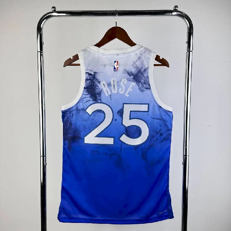 Camisa azul Derrick Rose masculina 2024 – Edição City