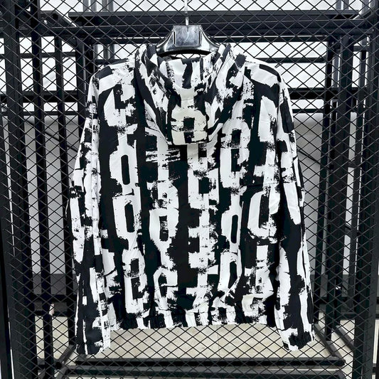 Blusão Corta-vento Barcelona 2025/26 Listras pretas e brancas