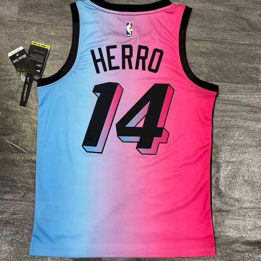 Camisa masculina Tyler Herro 2020-21 Swingman rosa versão jogador – Edição City