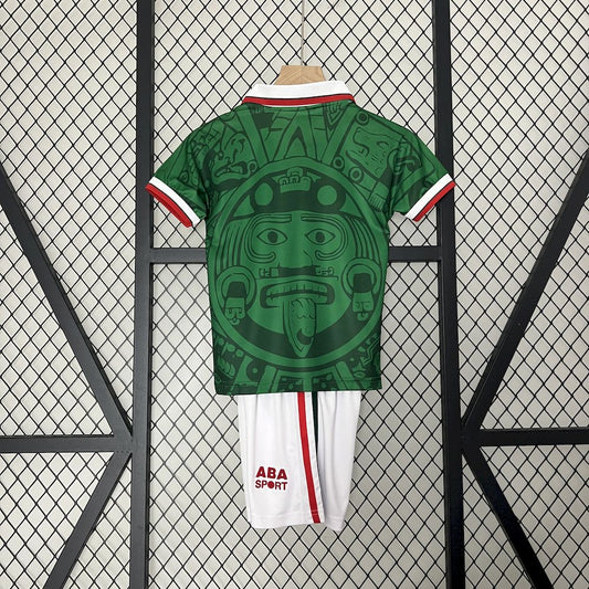 Camisa e shorts retrô infantil da seleção do México 1998