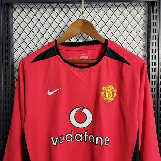 Camisa retrô de manga comprida do Manchester United 2002/04