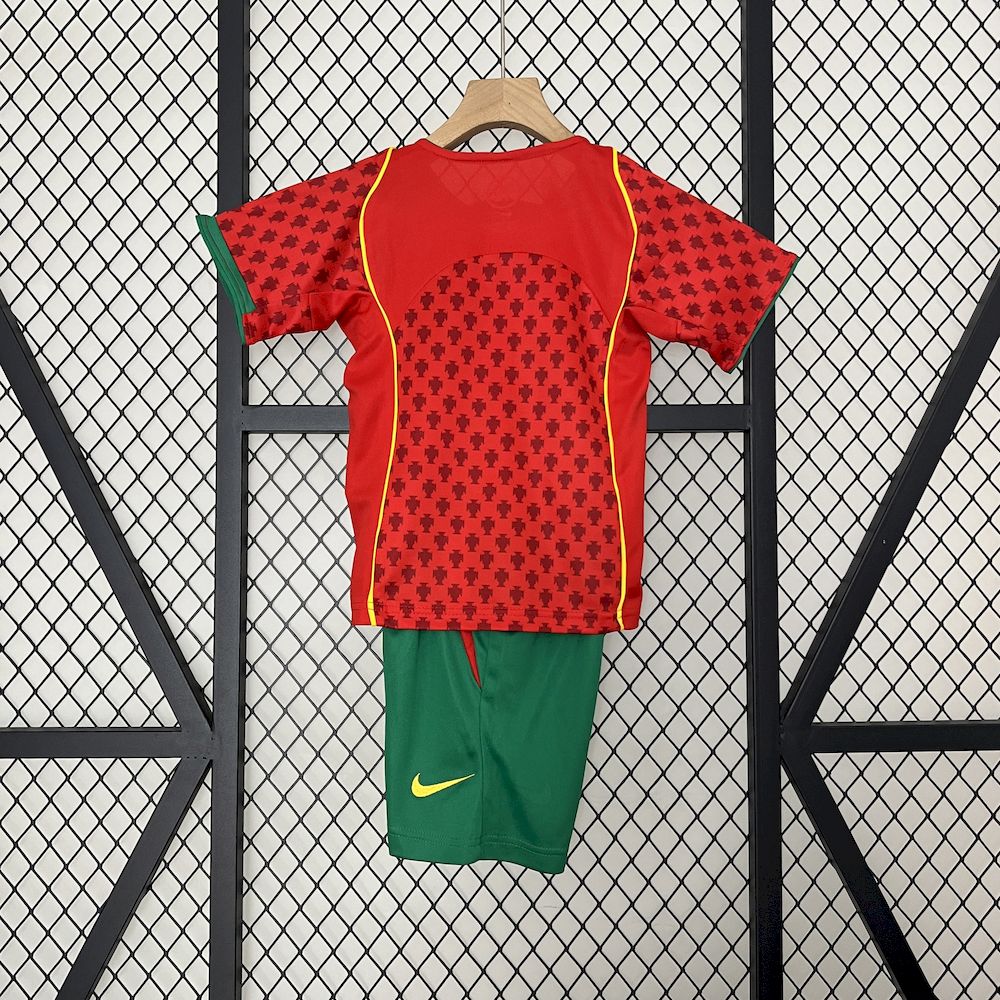 Portugal 2004 home kids retro Jersey and shorts