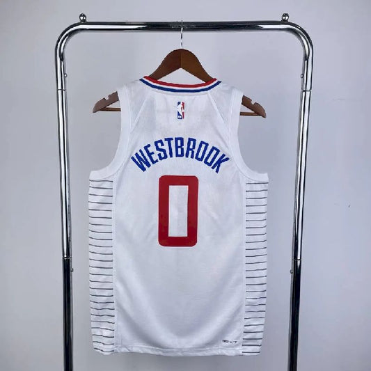Camisa branca masculina Russell Westbrook Home Team 2023