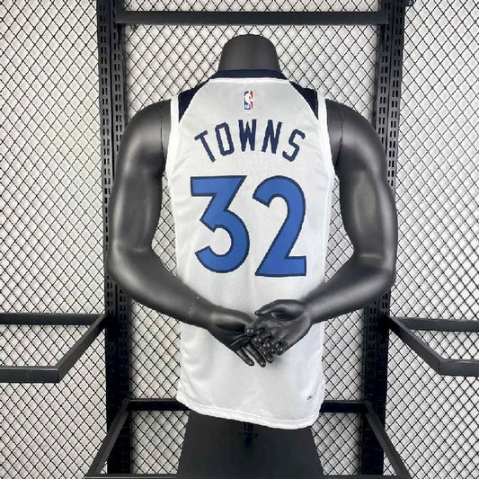 Camisa masculina Karl-Anthony Towns, branca, time titular, 2023