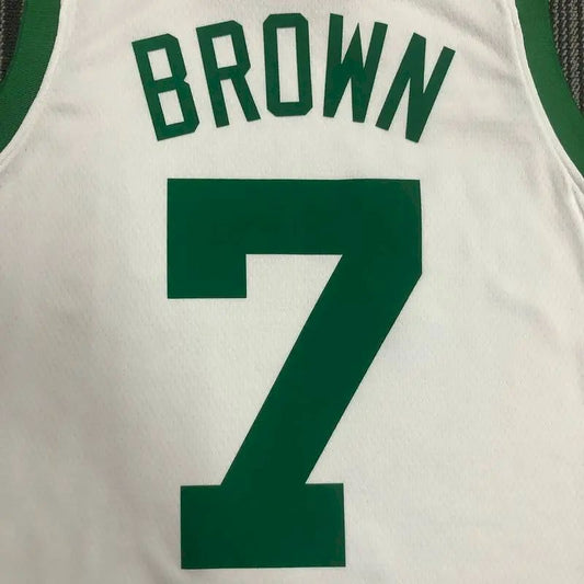 Camisa Jaylen Brown Masculina Branca 2021-22 75º Aniversário – Edição Clássica