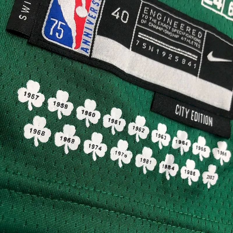 Camisa masculina Jaylen Brown Green Team – Edição City de 75º aniversário