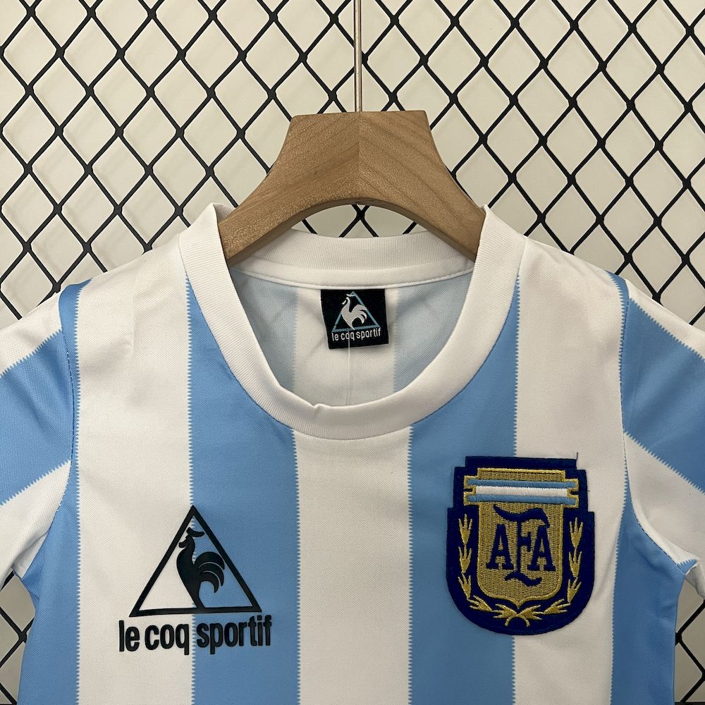 Argentina 1986 Home Kids Retro Jersey And Shorts