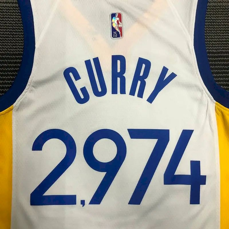 Camisa masculina Stephen Curry 2.974ª de 3 pontos – Edição de 75º aniversário