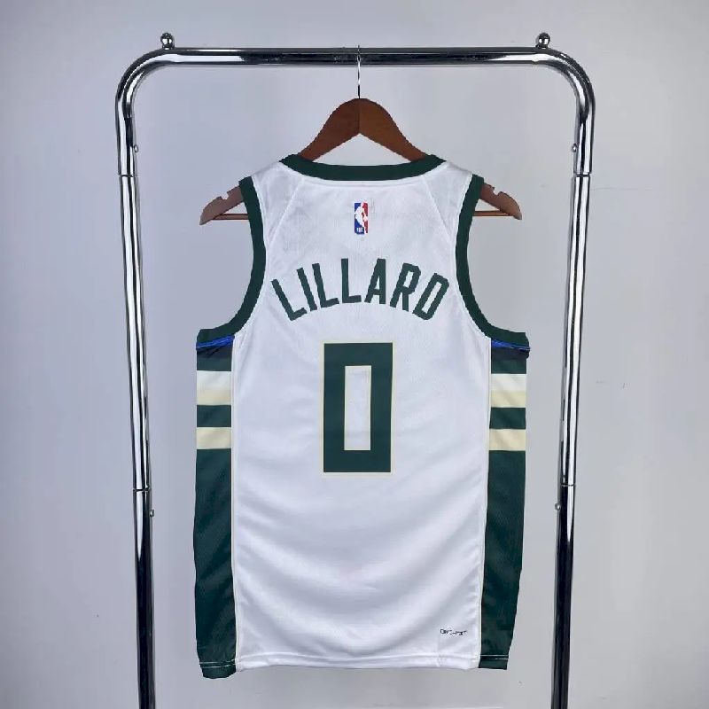 Camisa branca masculina Damian Lillard 2023, time titular
