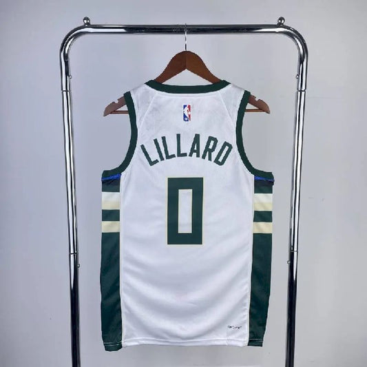 Camisa branca masculina Damian Lillard 2023, time titular