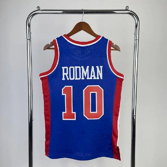 Camisa masculina M&N Dennis Keith Rodman azul retrô 1988/89