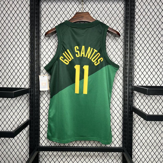Brazil 2024/25 Gui Santos#11 Away Basketball Jersey National Team