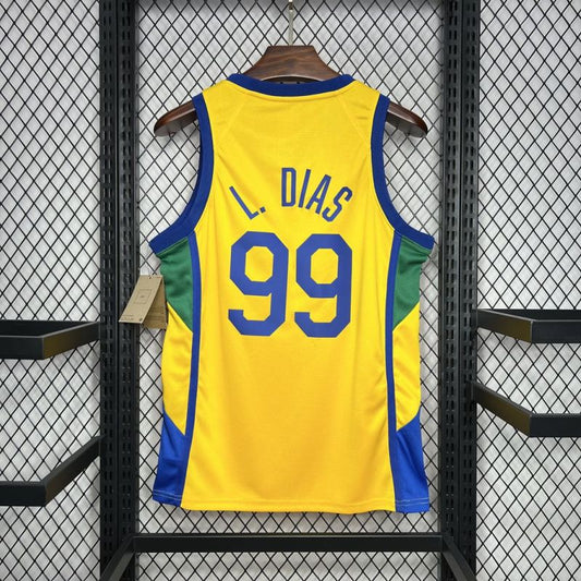 Brazil 2024/25 L. Dias#99 Home Basketball Jersey National Team