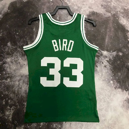 Camisa masculina M&N 1985/86 Larry Bird verde retrô
