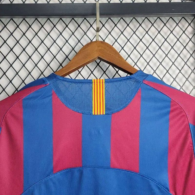 Camisa retrô de mangas compridas do Barcelona 2005/06 Home UCL Edition