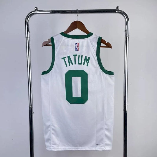 Camisa masculina Jayson Tatum branca retrô – edição de 75º aniversário