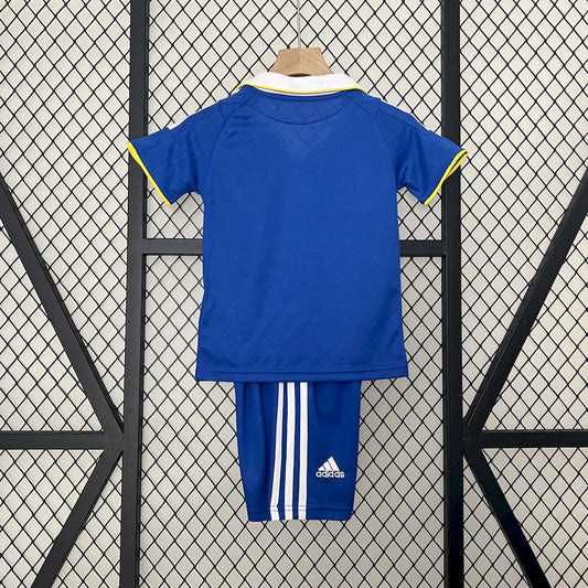 Camisa e shorts retrô infantil Chelsea 08/09 da Liga dos Campeões