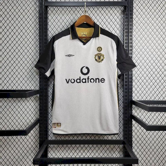 Camisa reversível do Manchester United Centenary 2001/02, reserva e terceira camisa retrô