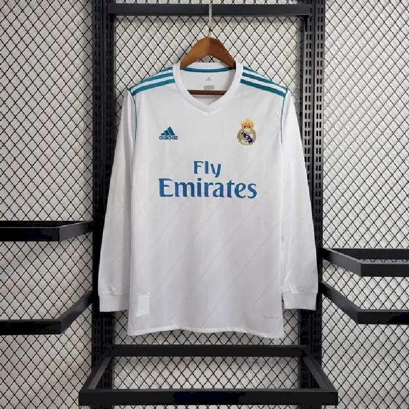 Camisa retrô manga comprida do Real Madrid 2017/18