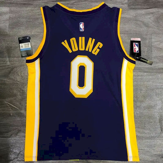 Camisa masculina Nick Young roxa versão jogador – edição clássica retrô