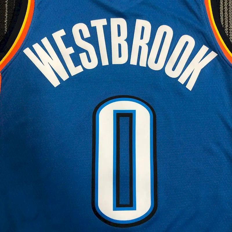 Camisa masculina Russell Westbrook Swingman azul – Edição Icon