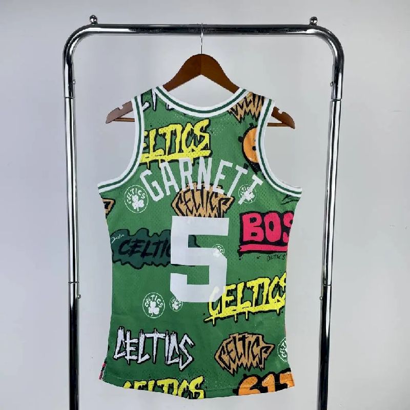 Camisa masculina M&N Kevin Garnett verde retrô 2007/08
