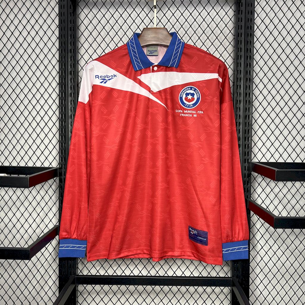 Camisa retrô de mangas compridas do Chile 1998 Home