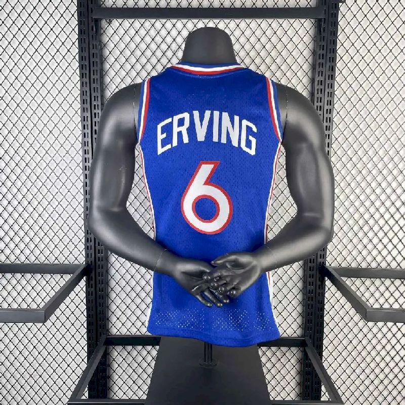 Camisa masculina M&N Julius Erving azul retrô 1982/83