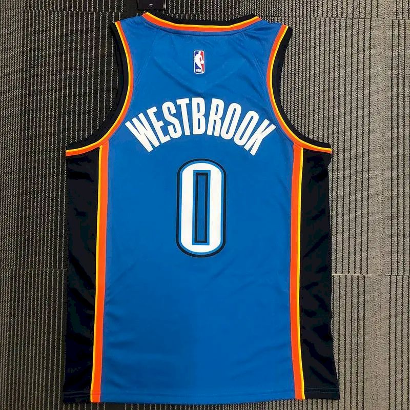 Camisa masculina Russell Westbrook Swingman azul – Edição Icon
