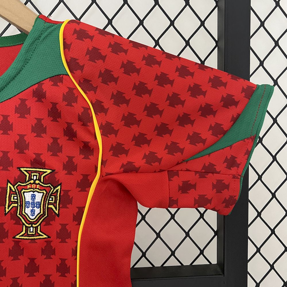 Portugal 2004 home kids retro Jersey and shorts